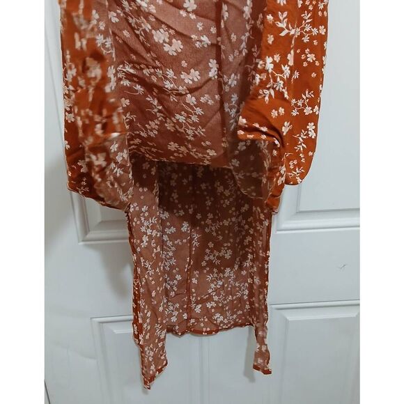 Cotton on womens large rust cinnamon viscose silk slip dress floral vacation - Picture 4 of 9